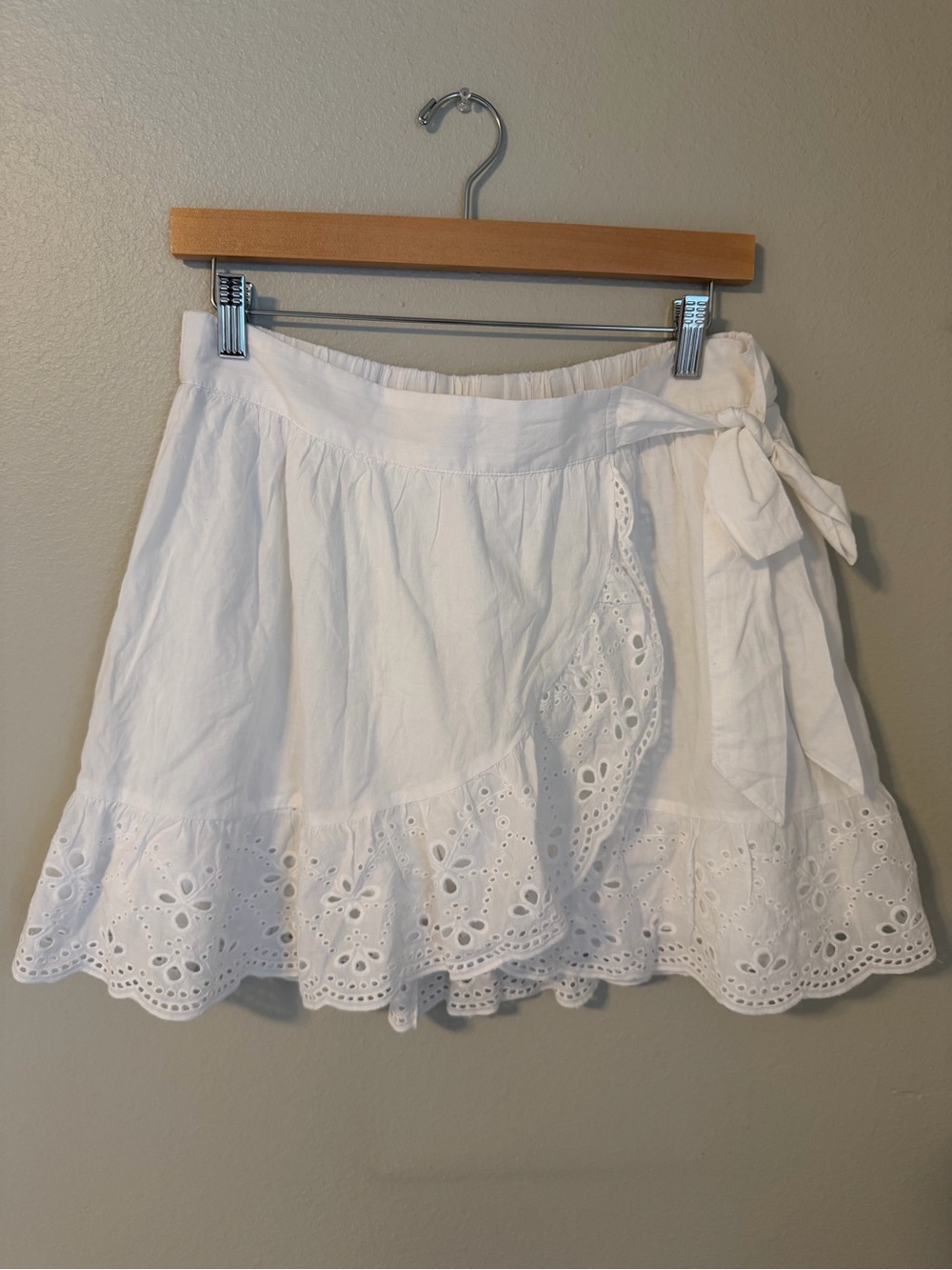 American Eagle Eyelet Wrap-Style Mini Skirt